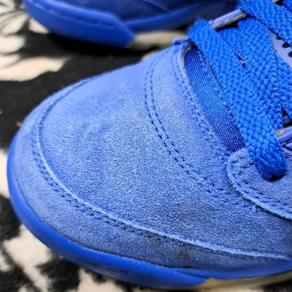 %Nike Jordan 5 Retro Blue Suede Youth 7Y Blue 440888-401 AJ16